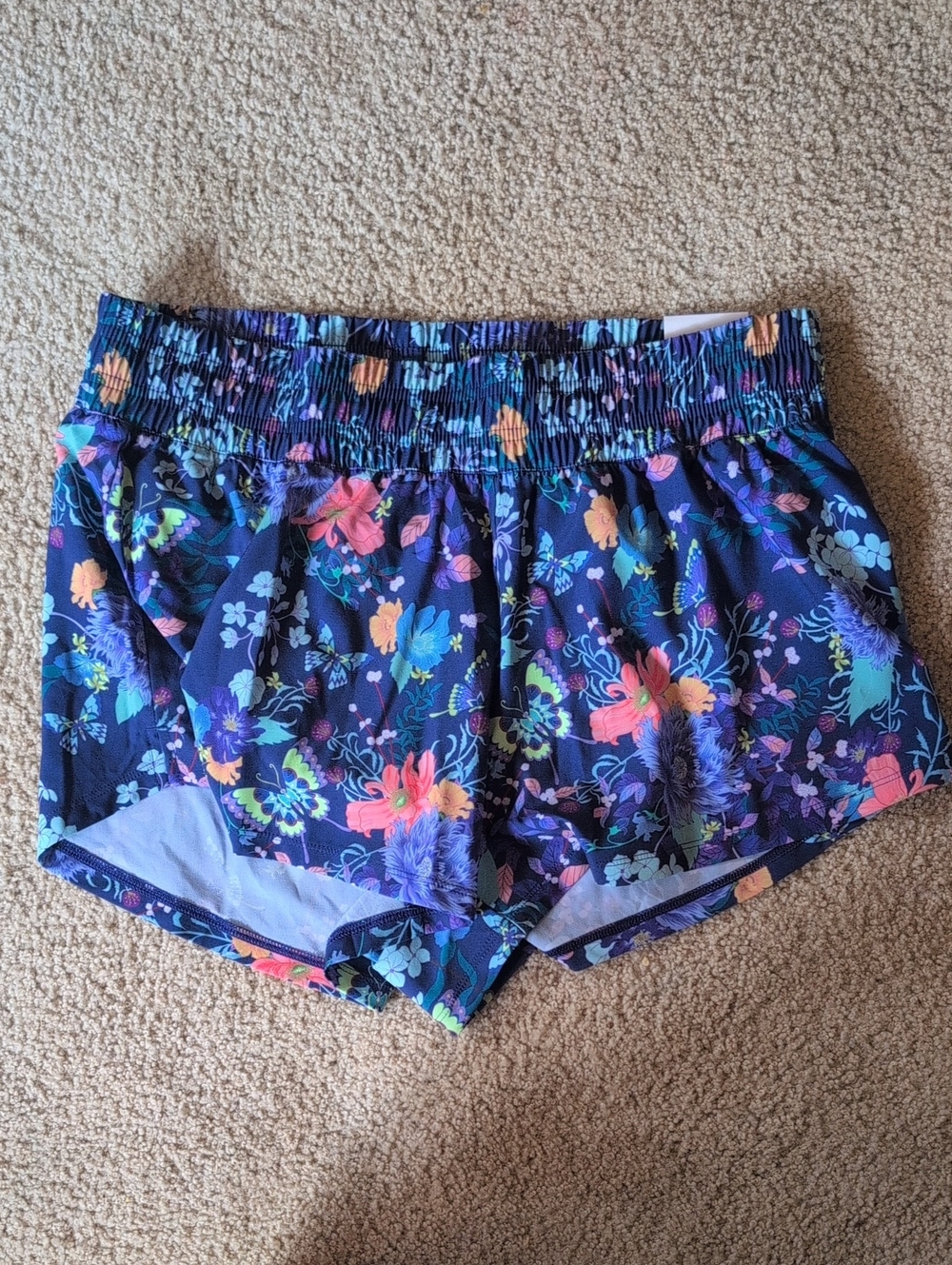 DSG X Naito Stride Navy Floral Athletic Shorts with Multicolor Blossoms
